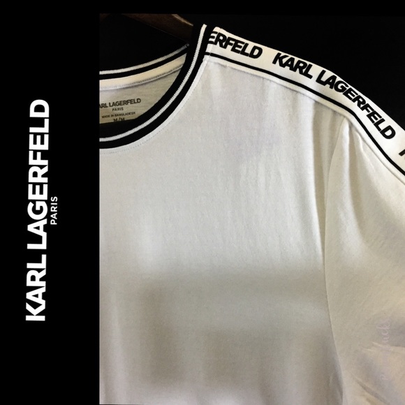 New Karl Lagerfeld Logo Tape Solid T shirt… - Picture 6 of 12